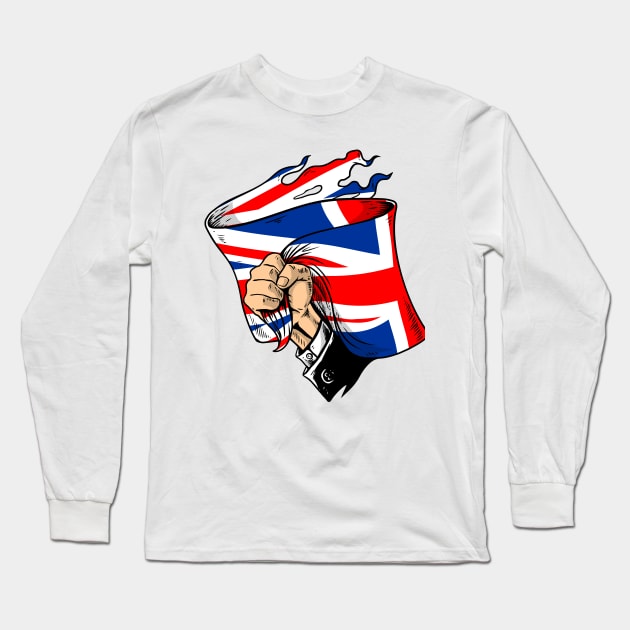 hand holding Uk flag Long Sleeve T-Shirt by Mako Design 